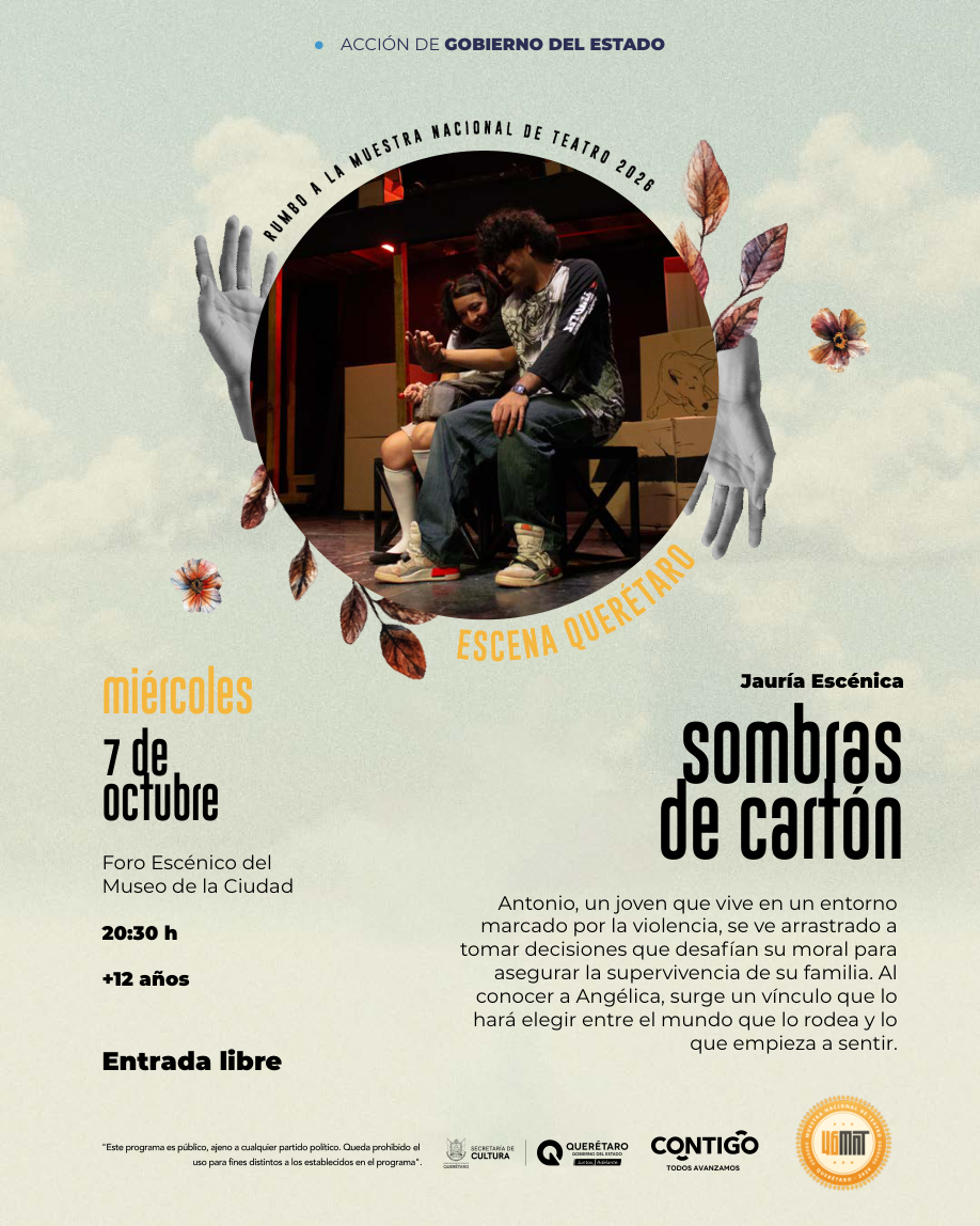 Sombras de cartón · cartel del programa oficial Escena Querétaro 2026