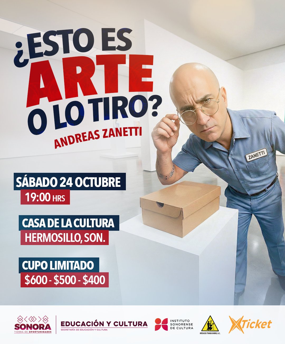 Andreas Zanetti · ¿Esto es arte o lo tiro? · cartel del programa publicado por Xticket
