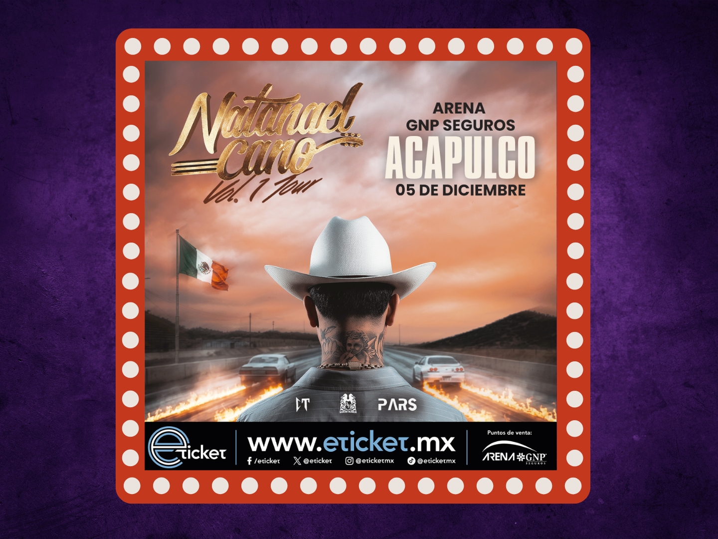 Natanael Cano VOL. 1 TOUR 2026 · cartel de su fuente primaria