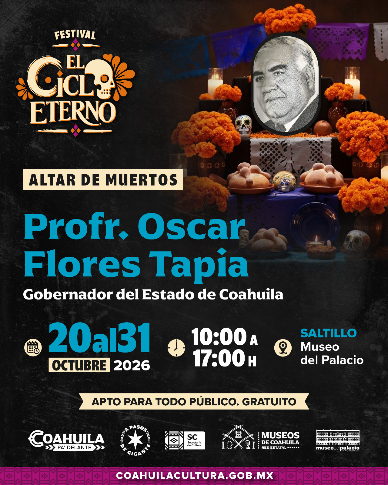Altar de Muertos · Oscar Flores Tapia · cartel de su fuente primaria